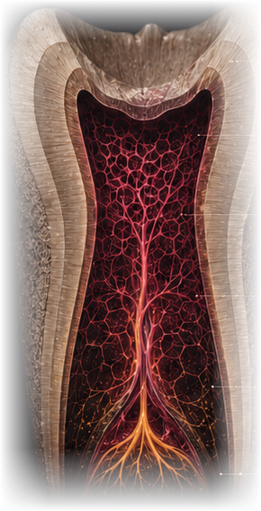 Concentric-dentin tooth cross-section with apical vasculature